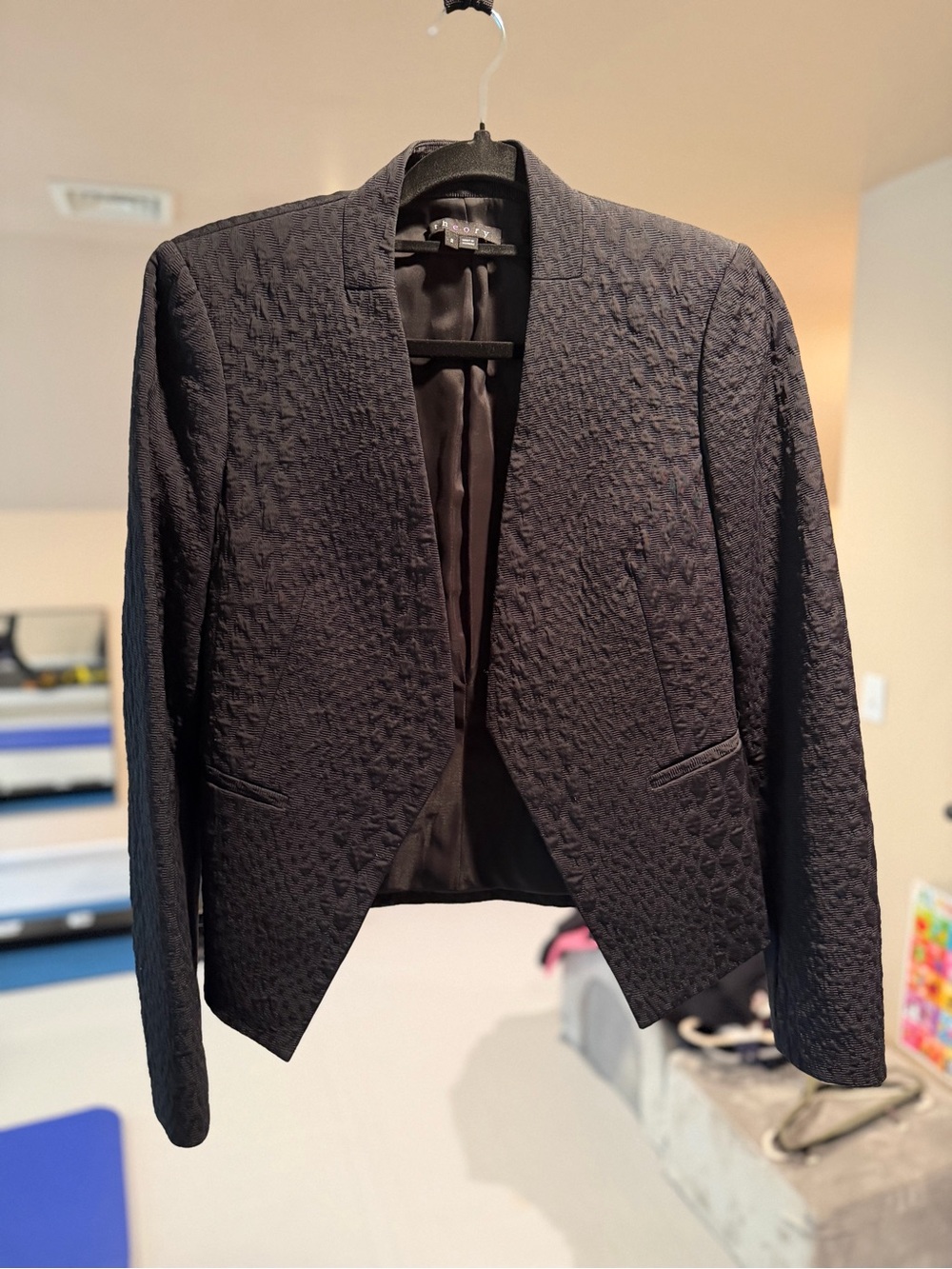 Theory Diamond-Texture Black Women's Blazer Jacket